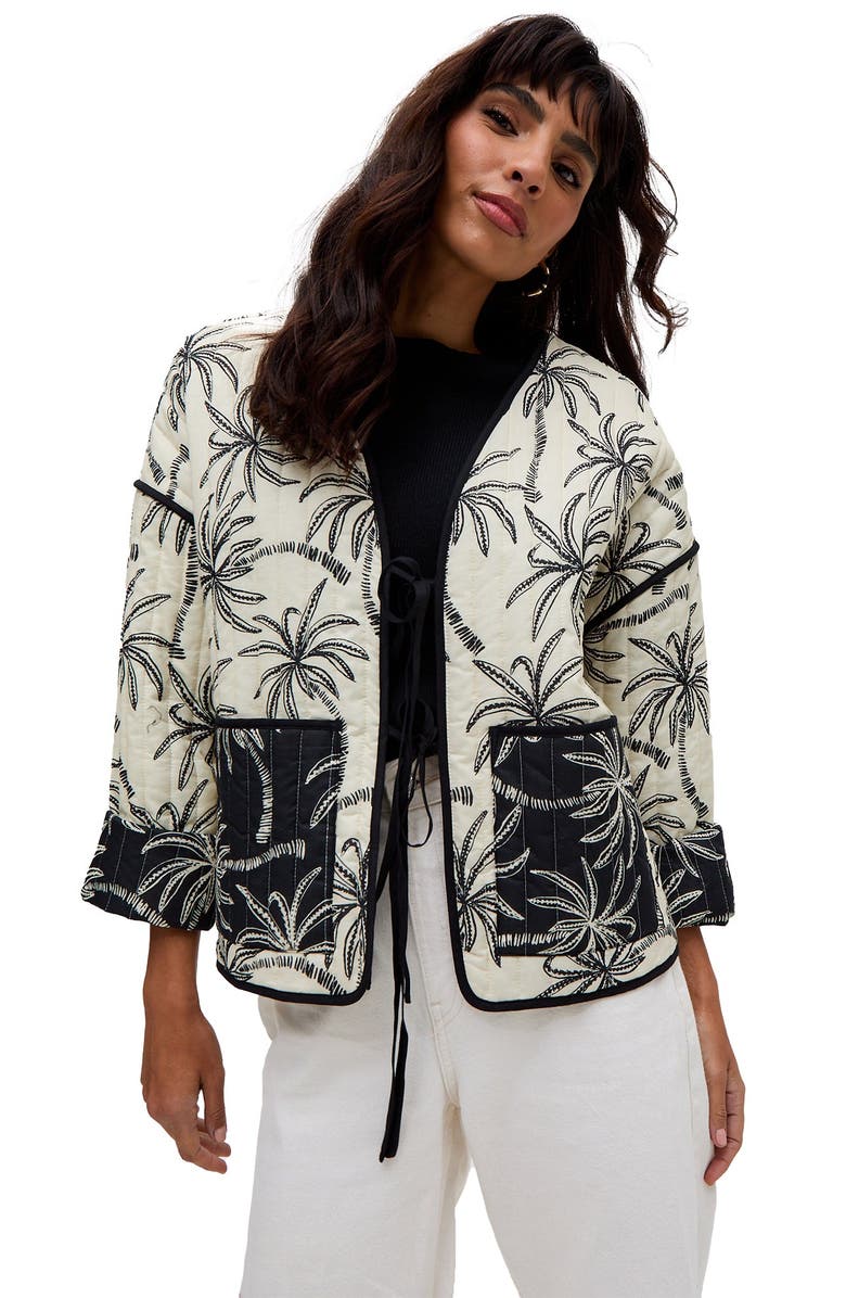 Raffya Felicity Palm Print Reversible Jacket, Main, color, Multi