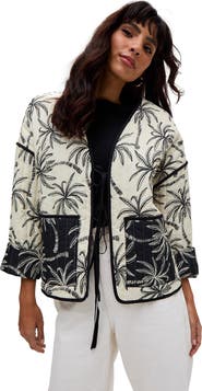 Raffya Felicity Palm Print Reversible Jacket