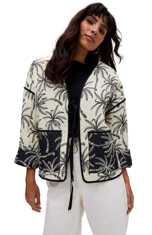 Raffya Felicity Palm Print Reversible Jacket In Multi