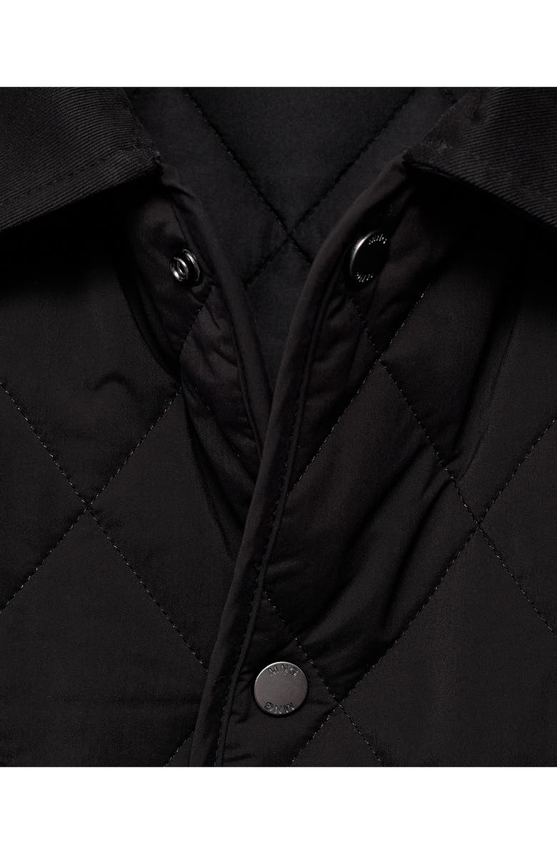 MANGO Water Repellent Quilted Jacket, Alternate, color, Black