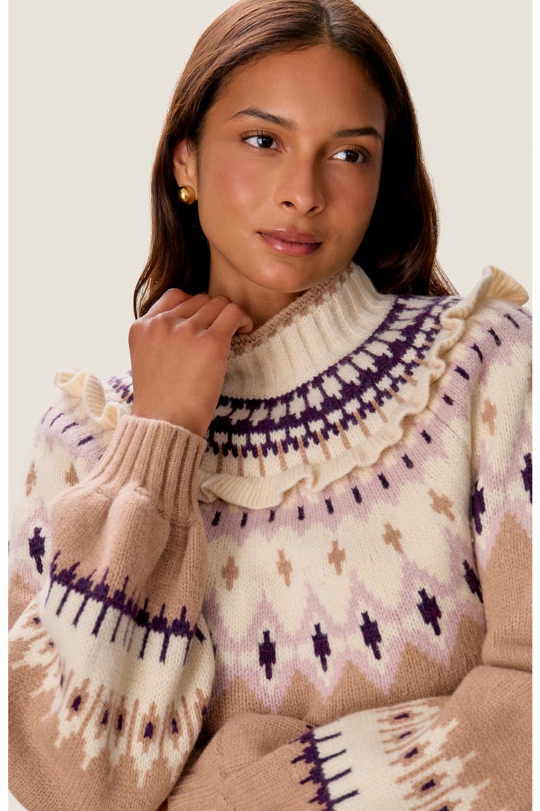 Allie Fair Isle Sweater, Alternate, color, Cedar Fair Isle