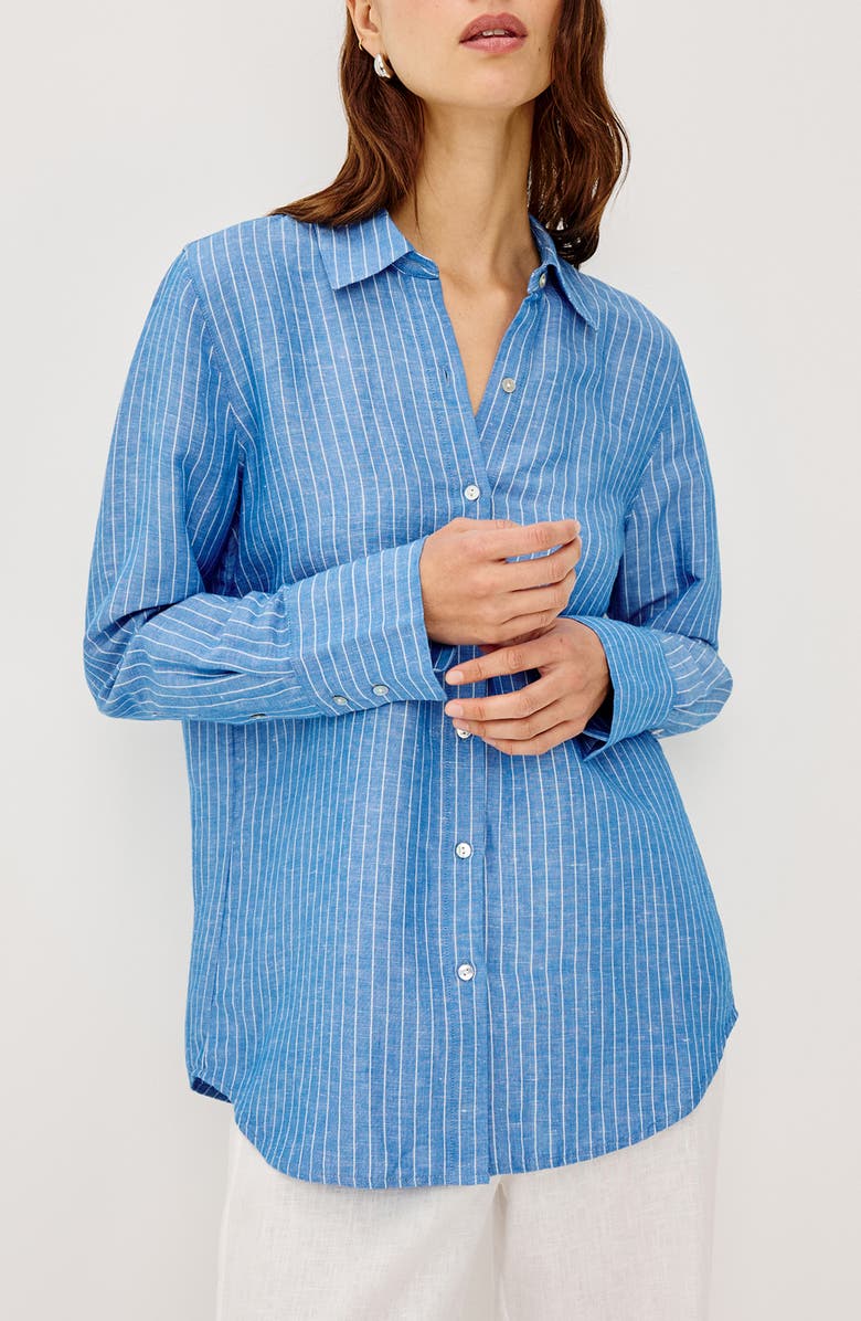 Rails Knox Linen Blend Button-Up Shirt, Main, color, Avalon Stripe
