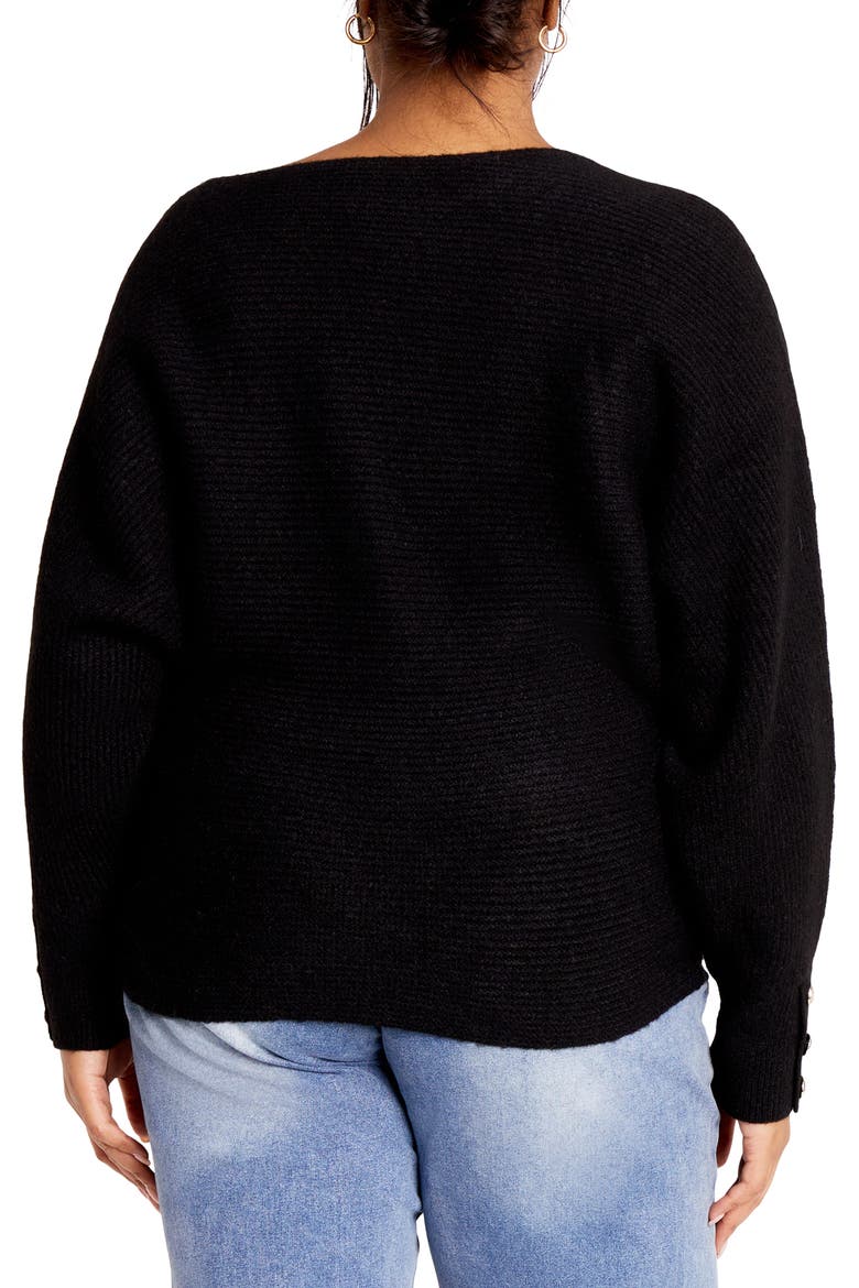 Eleni Slouchy One-Shoulder Sweater, Alternate, color, BLACK