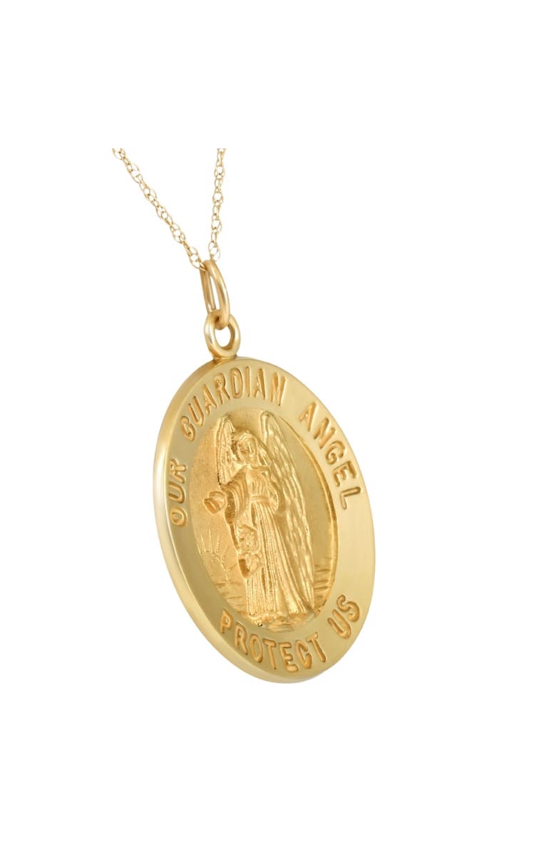 Bliss Diamond 14k Gold Guardian Angel Medal Pendant 1" Tall 5.5 Grams, Alternate, color,