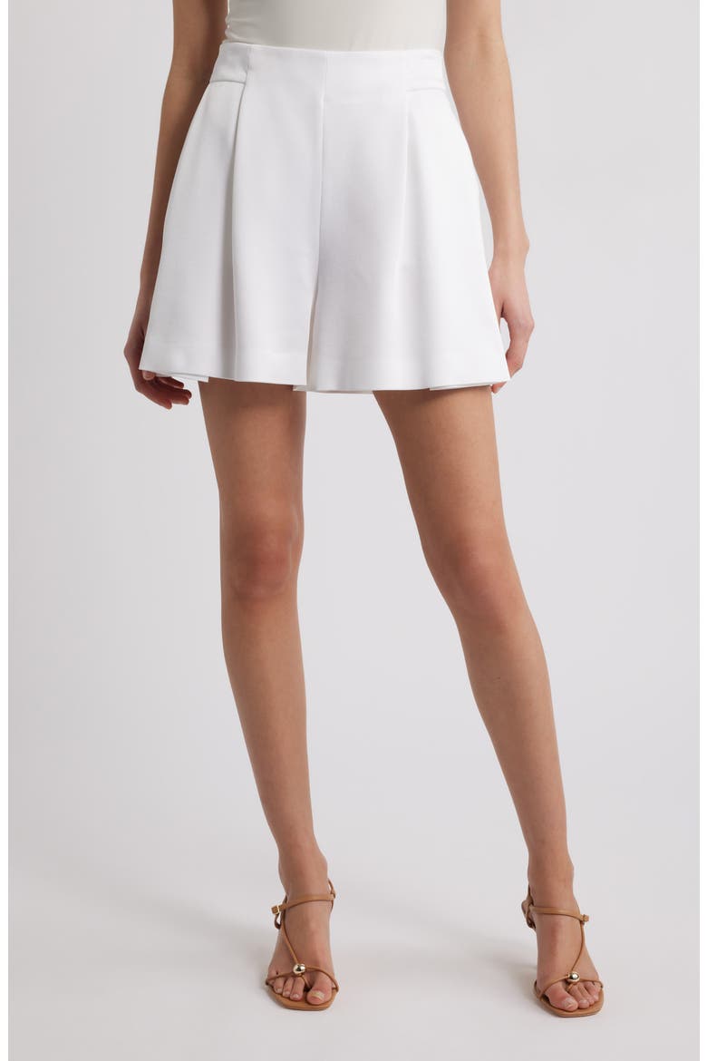 Tulania Pleated High Waist Shorts, Main, color, WHT