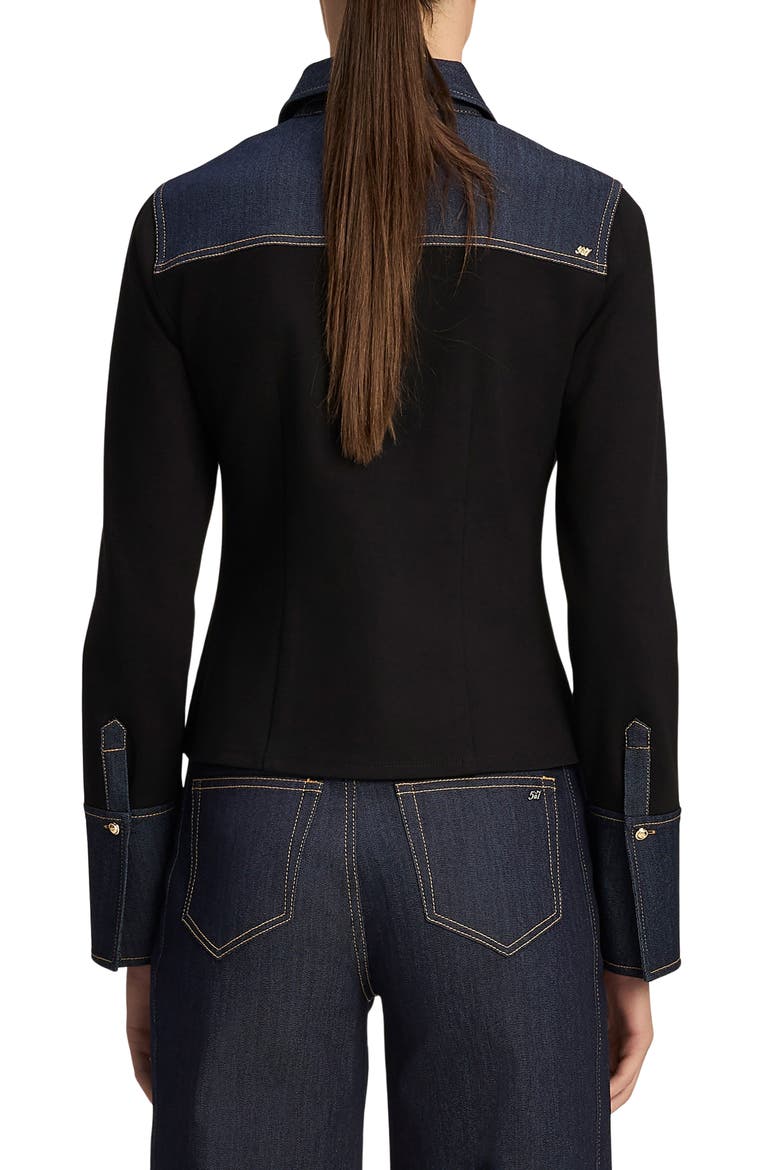 Ponte Indigo Long Sleeve Shirt, Alternate, color, BLACK/ INDIGO