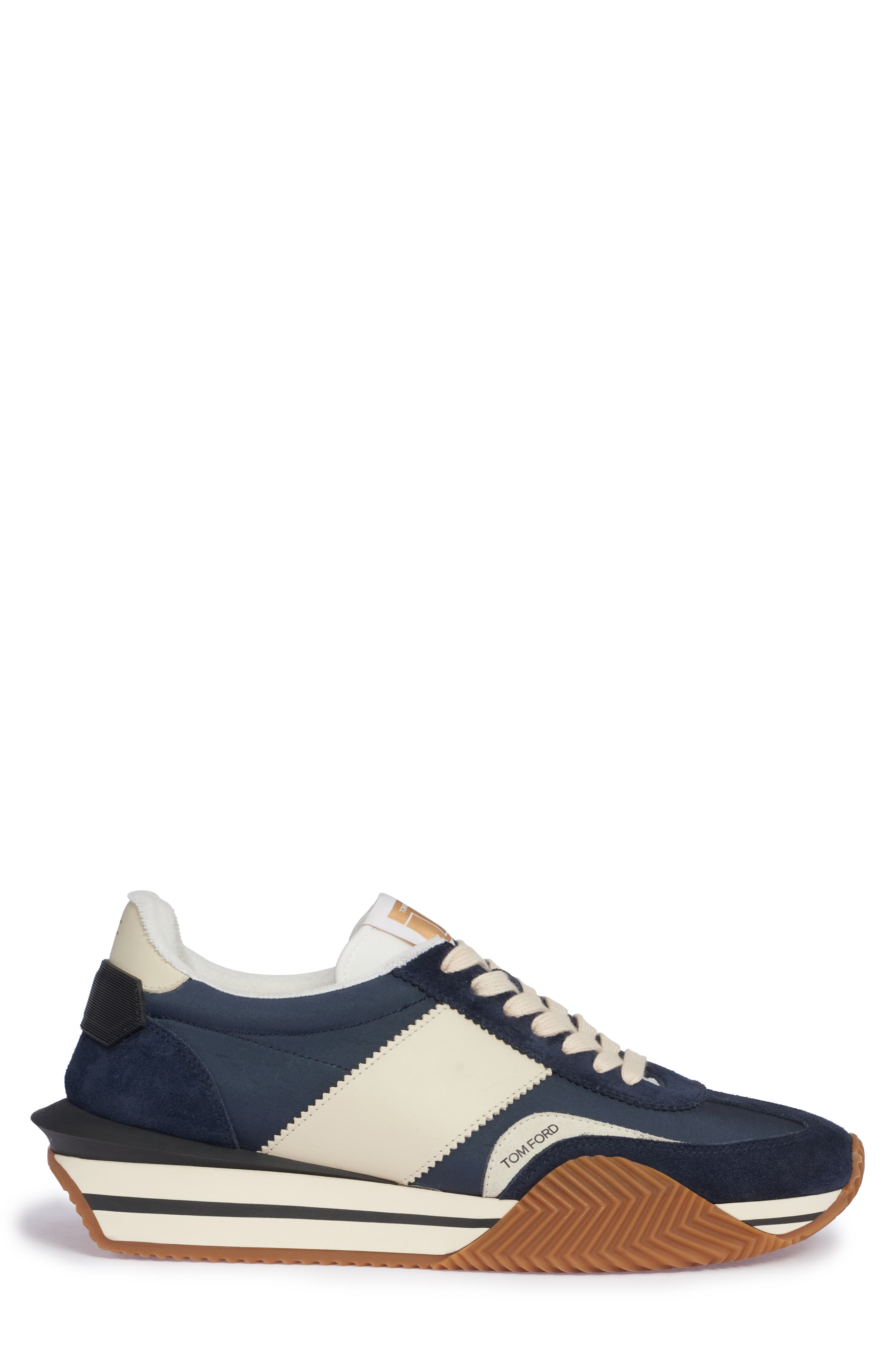 James Mixed Media Low Top Sneaker, Alternate, color, MIDNIGHT BLUE/ BEIGE/ CREAM