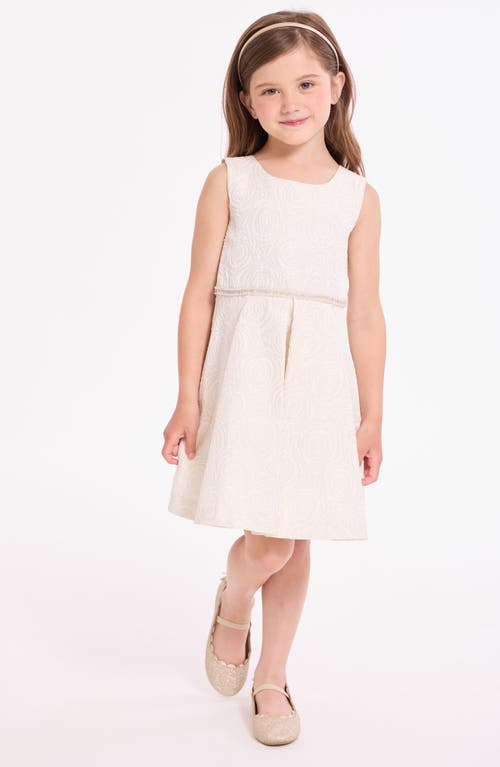 Iris & Ivy Kids' Rose Jacquard Dress & Cardigan Set In Gold