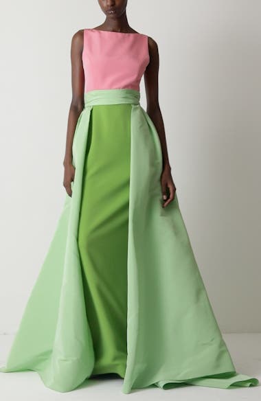 pink and green satin dress Camille Satin Draped Corset Floor Length Dress main image 0