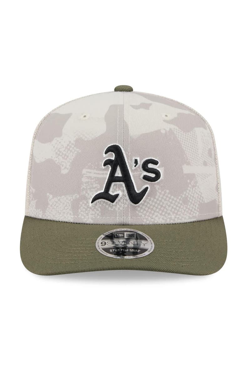 New Era Men's New Era Light Beige/Olive Athletics 2025 Armed Forces Day 9SEVENTY Stretch-Snap Hat, Alternate, color, Light Beige