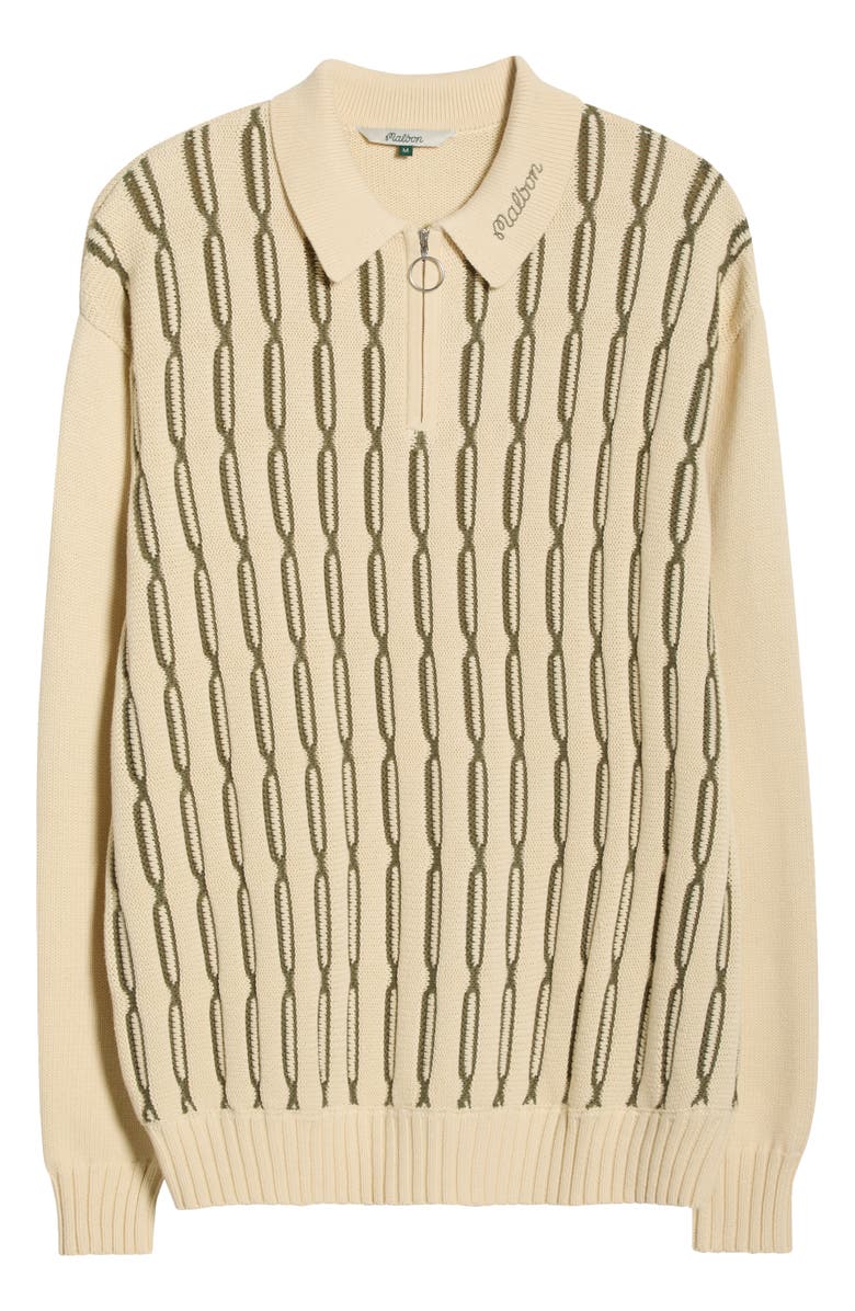 Malbon Golf Links Cotton Quarter Zip Polo Sweater, Alternate, color, Beige