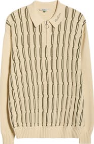 MALBON Links Cotton Quarter Zip Polo Sweater