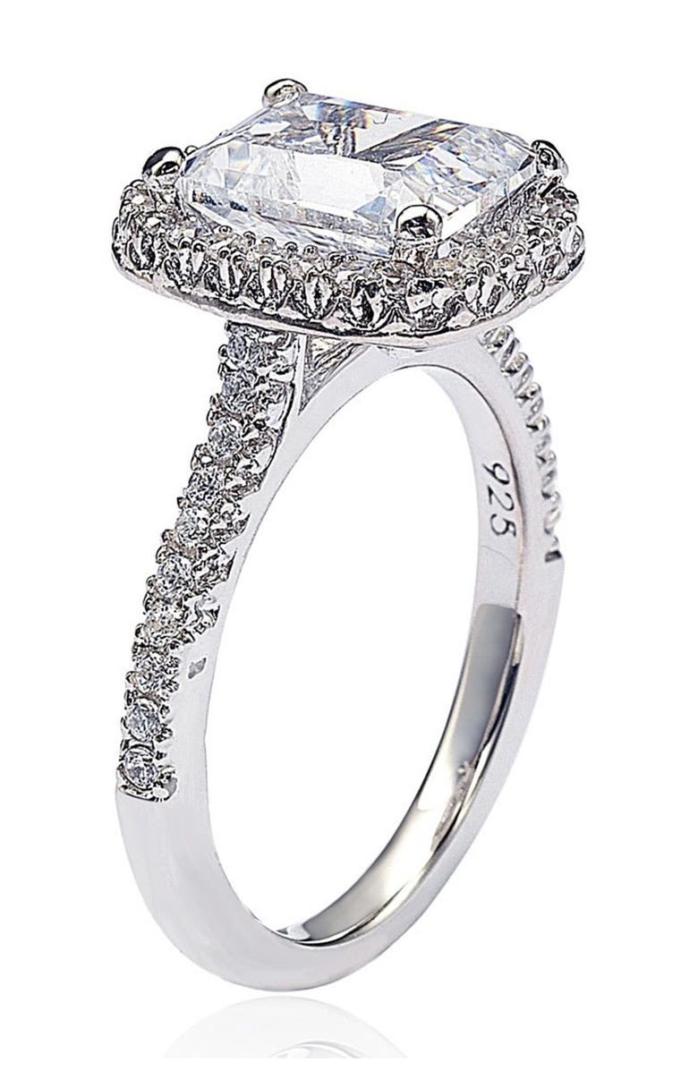 SUZY LEVIAN Emerald Cut Cubic Zirconia Ring, Alternate, color, White