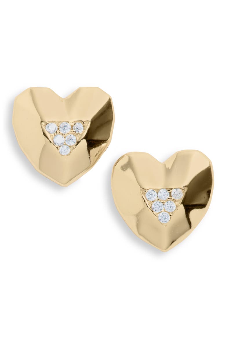 Argento Vivo Pavé Heart Stud Earrings, Main, color, GOLD