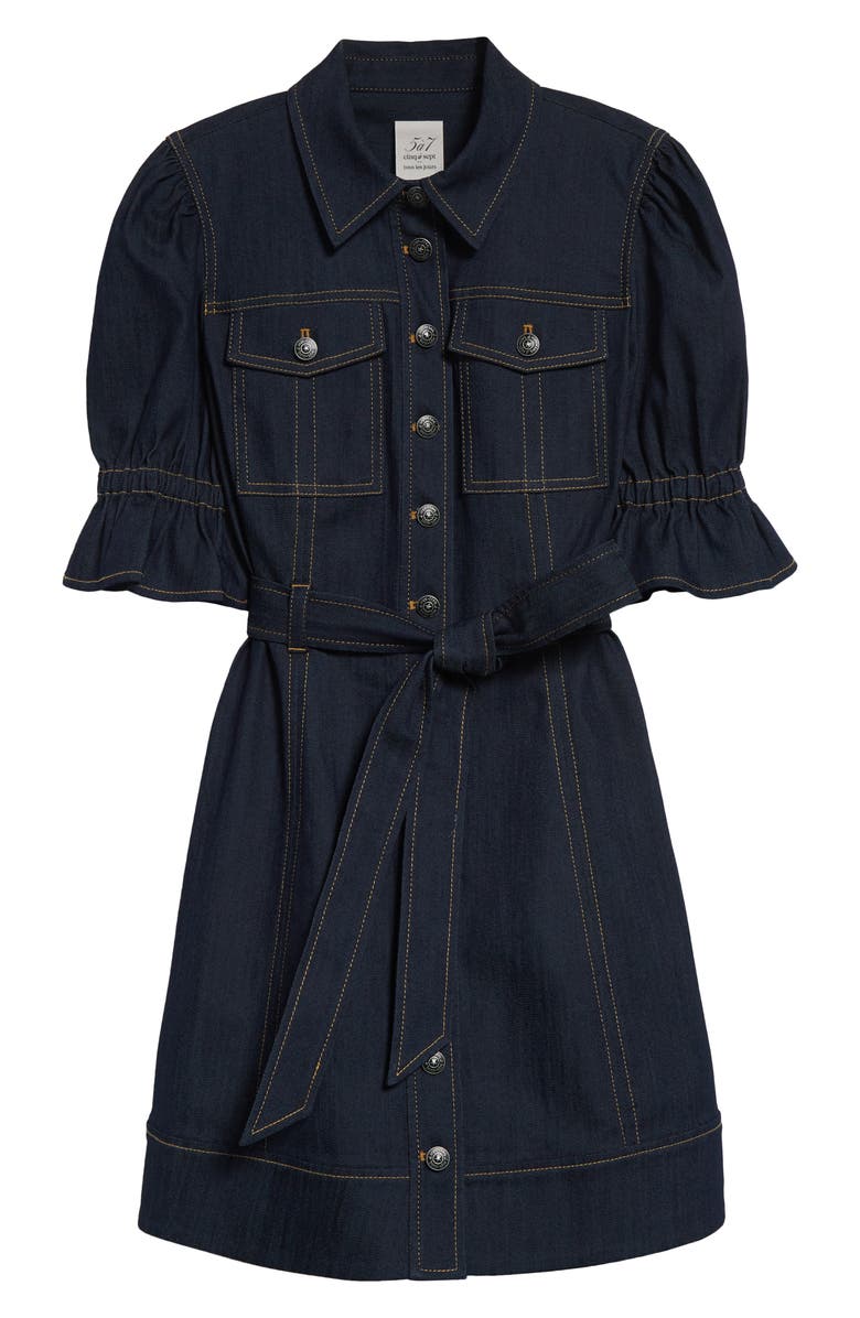 Cinq à Sept Holly Puff Sleeve Belted Denim Shirtdress, Alternate, color, 