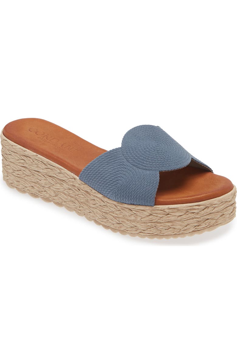 Cordani Britta Espadrille Platform Wedge Slide Sandal, Main, color, Jeans Suede