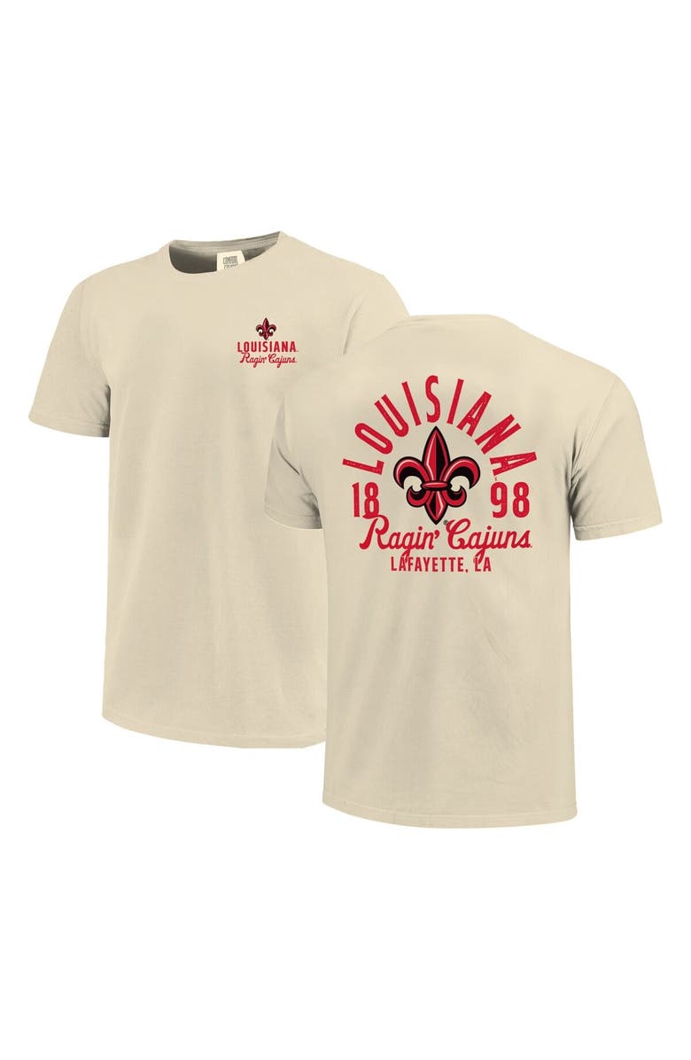 IMAGE ONE Men's Cream Louisiana Ragin' Cajuns Comfort Colors Mascot Overlay T-Shirt, Alternate, color,