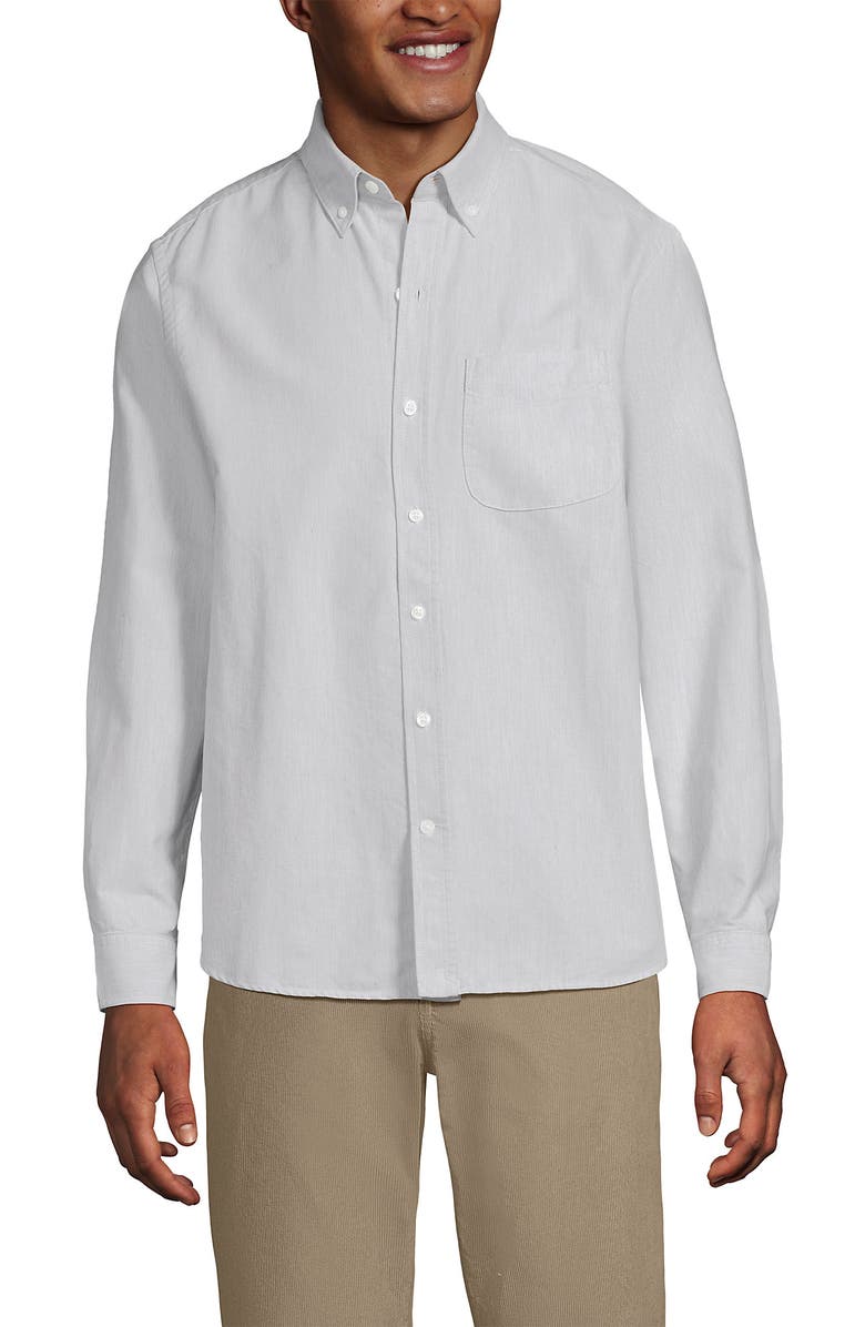 Lands' End Traditional Fit Comfort-First Sail Rigger Oxford Shirt, Main, color, Pale Light Gray Heather
