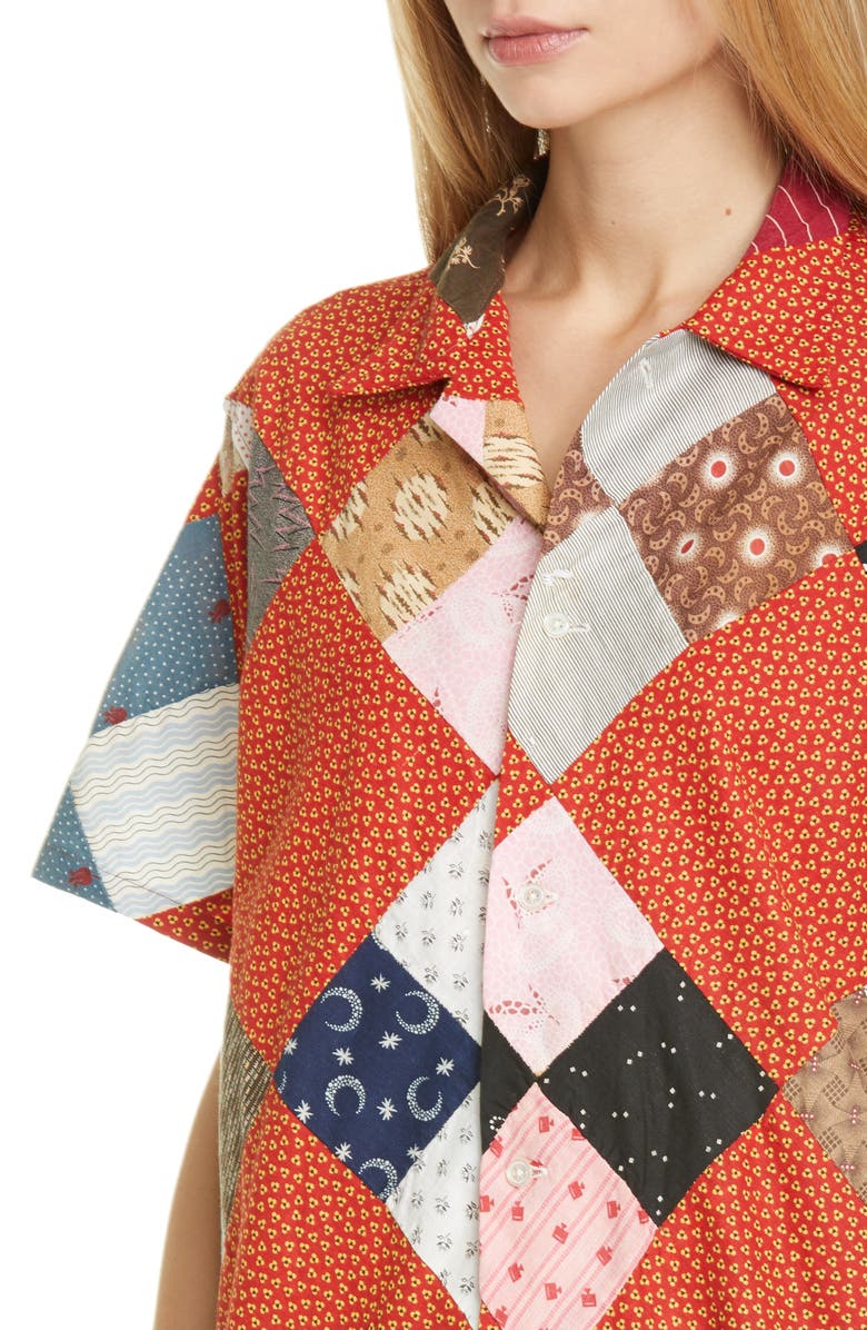 Bode Patchwork Cotton Shirt, Alternate, color,