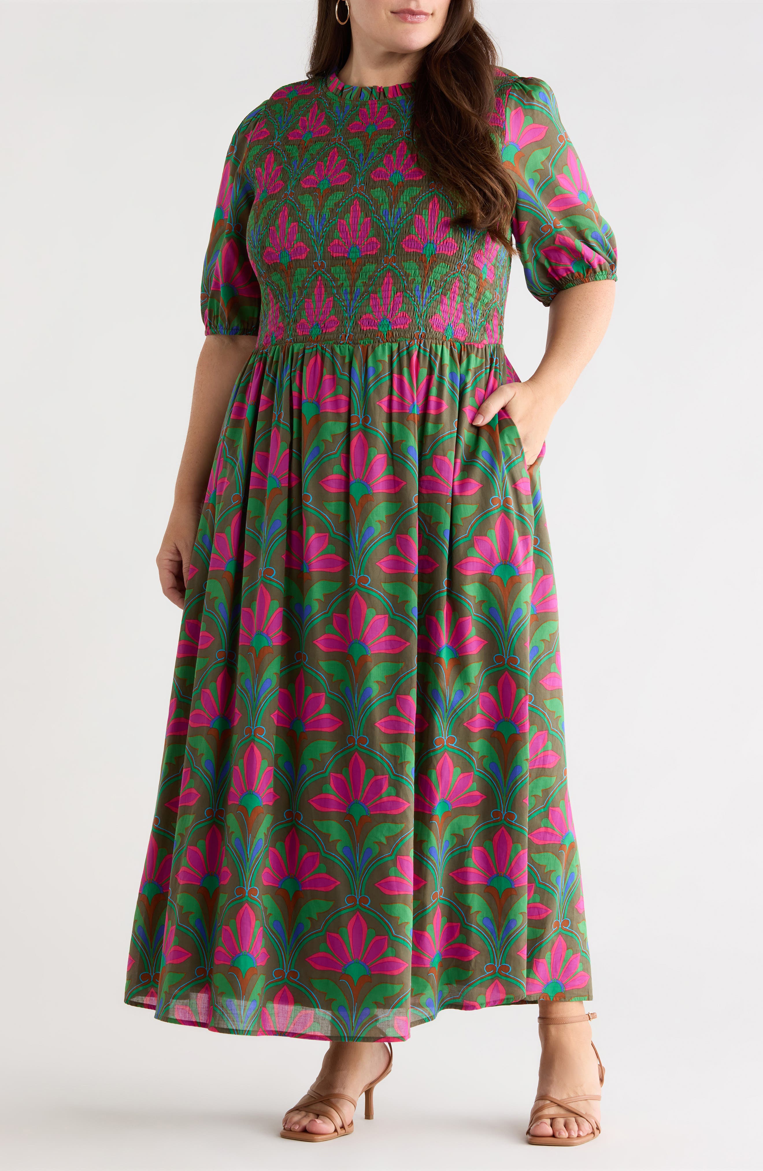 Evanna Floral Bermy Smocked Maxi Dress