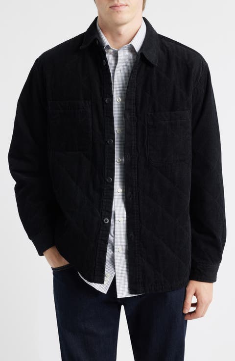 Quilted Cotton Corduroy Button-Up Shirt Jacket