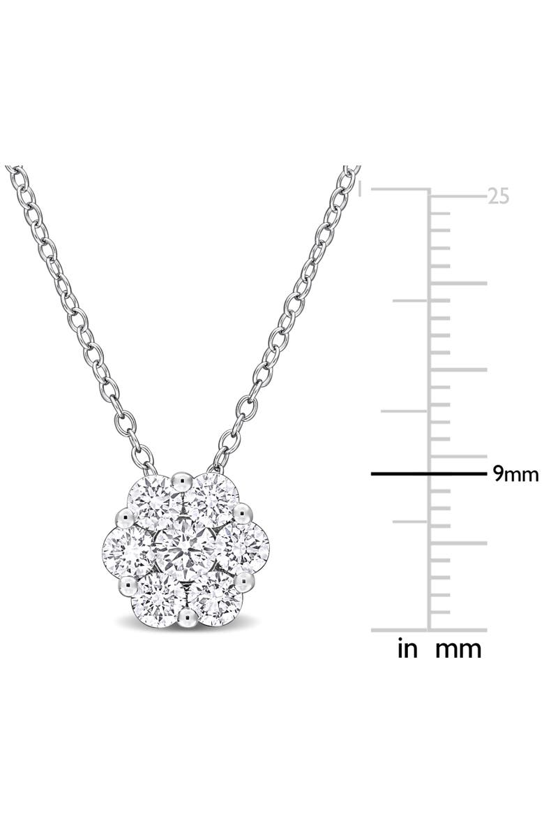 Lab-Grown Diamond Floral Halo Necklace, Alternate, color, Sterling silver