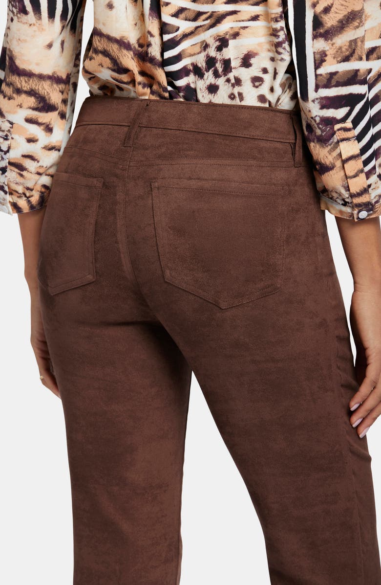 NYDJ Sheri Slim Faux Suede Pants, Alternate, color, Dark Chocolate