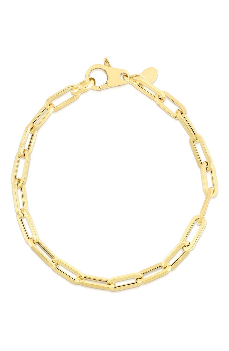 SPHERA MILANO 14K Yellow Gold Plated Sterling Silver Paper Clip Chain Bracelet, Main, color,