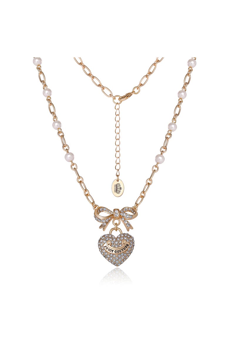 Gold-Tone Pearl Heart Pendant Necklace, Alternate, color, Gold