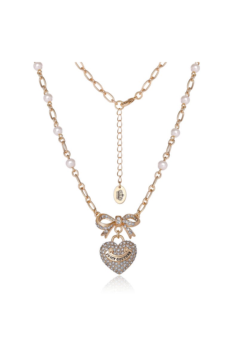 Juicy Couture Gold-Tone Pearl Heart Pendant Necklace, Alternate, color, Gold