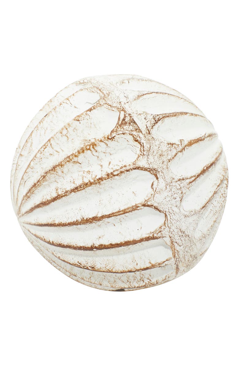 SONOMA SAGE HOME White Ceramic Handmade Carved Orbs & Vase Filler with Varying Patterns - Set of 4, Alternate, color, White