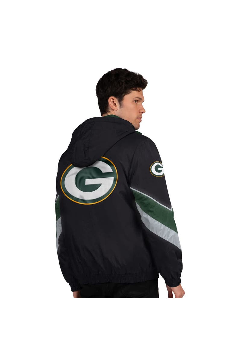 STARTER Men's Starter Black/Green Green Bay Packers Thursday Night Gridiron Full-Zip Jacket, Alternate, color, Black