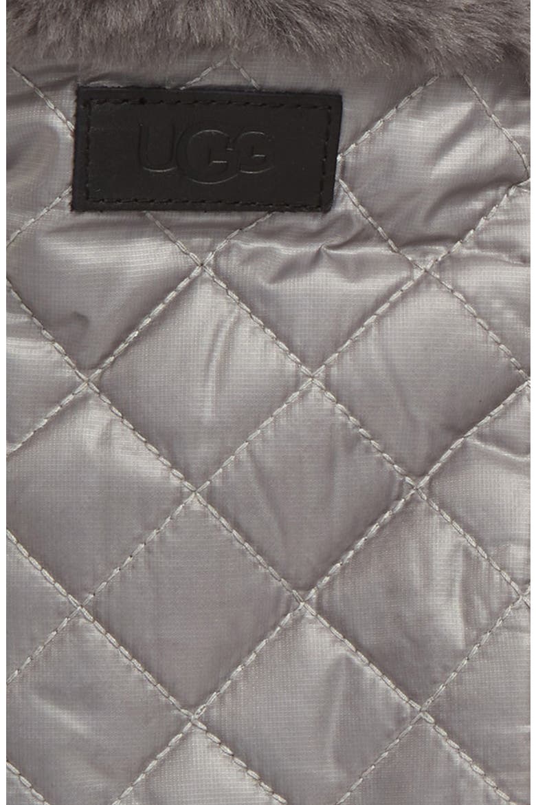 All Weather Touchscreen Compatible Quilted Gloves with Genuine Shearilng Trim, Alternate, color, SILVER