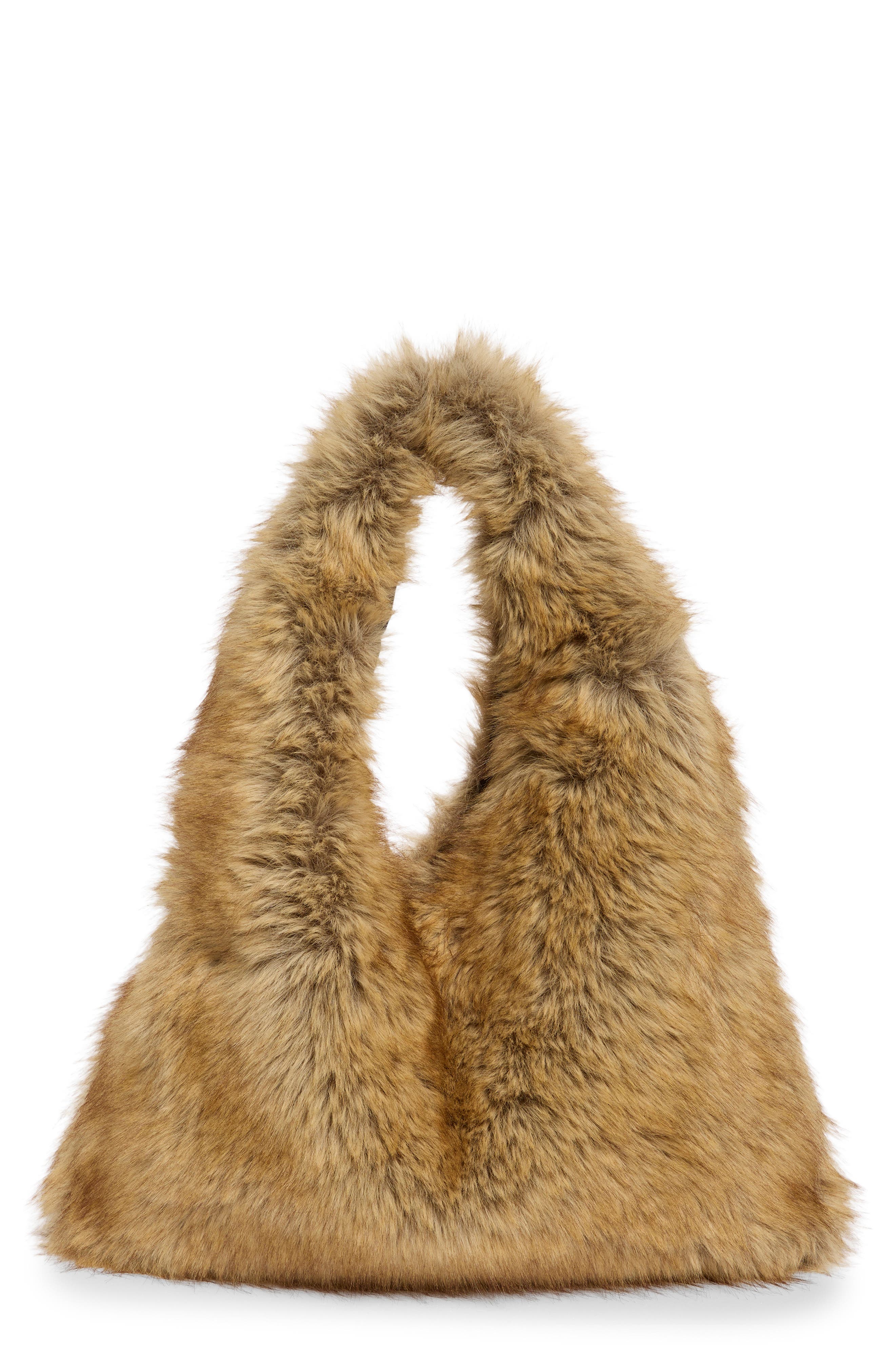 Triangle Faux Fur Hobo Bag