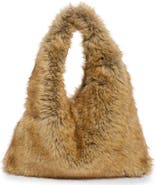 BCBG Triangle Faux Fur Hobo Bag