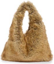 BCBG Triangle Faux Fur Hobo Bag