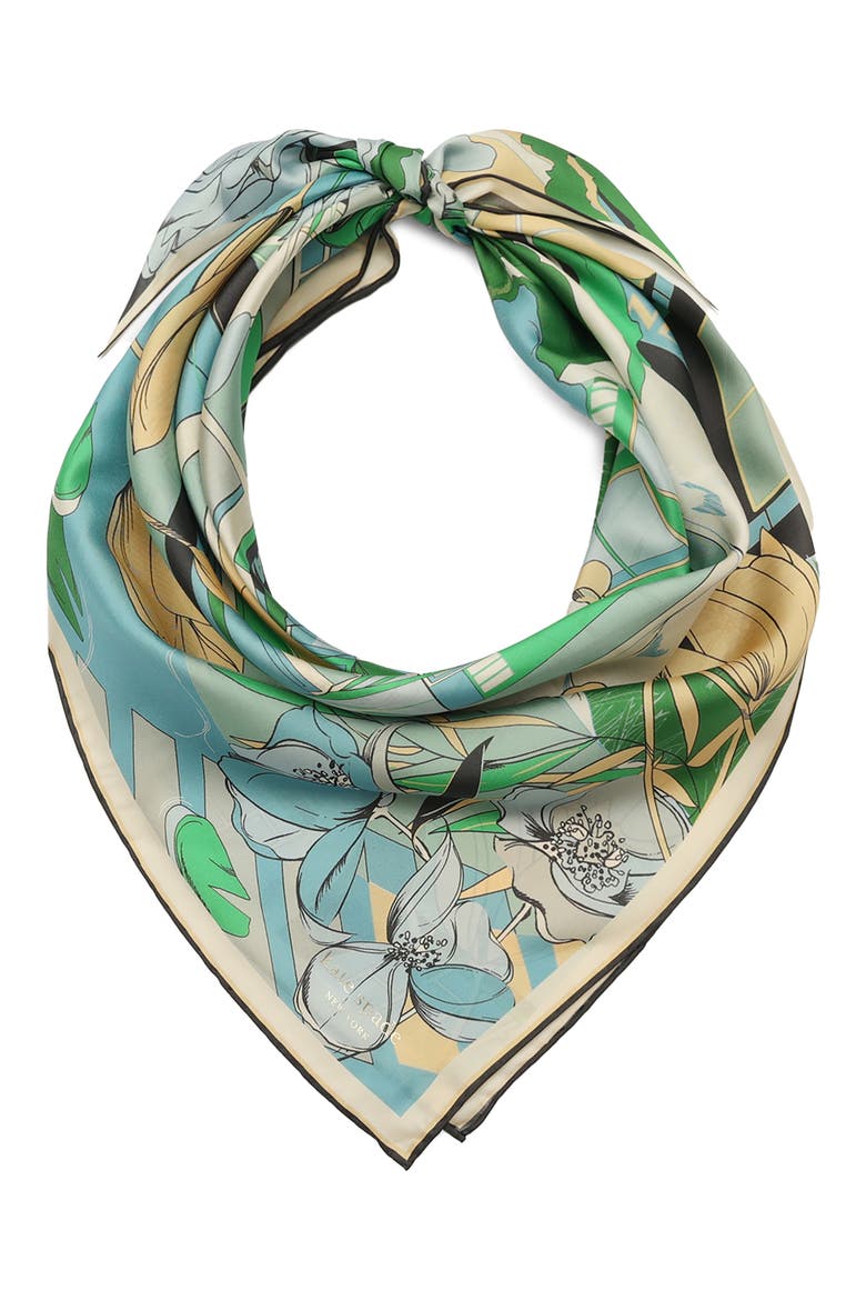 overgrown city silk square scarf, Main, color, MULTI
