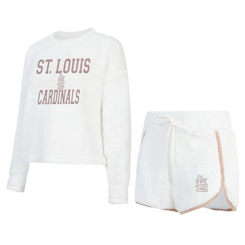 Women's Concepts Sport White St. Louis Cardinals Painter Sherpa Long Sleeve Top & Short Set