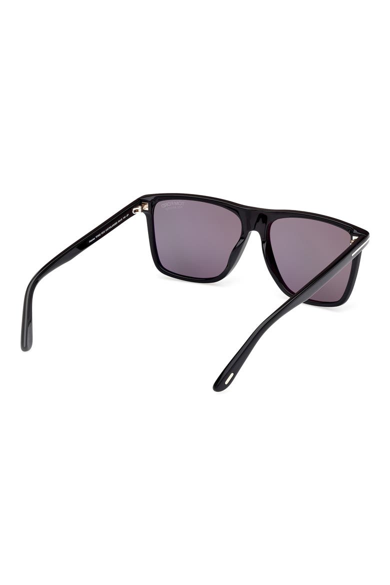 Fletcher 57mm Polarized Square Sunglasses, Alternate, color, BLACK ECO / T LOGO / SMOKE