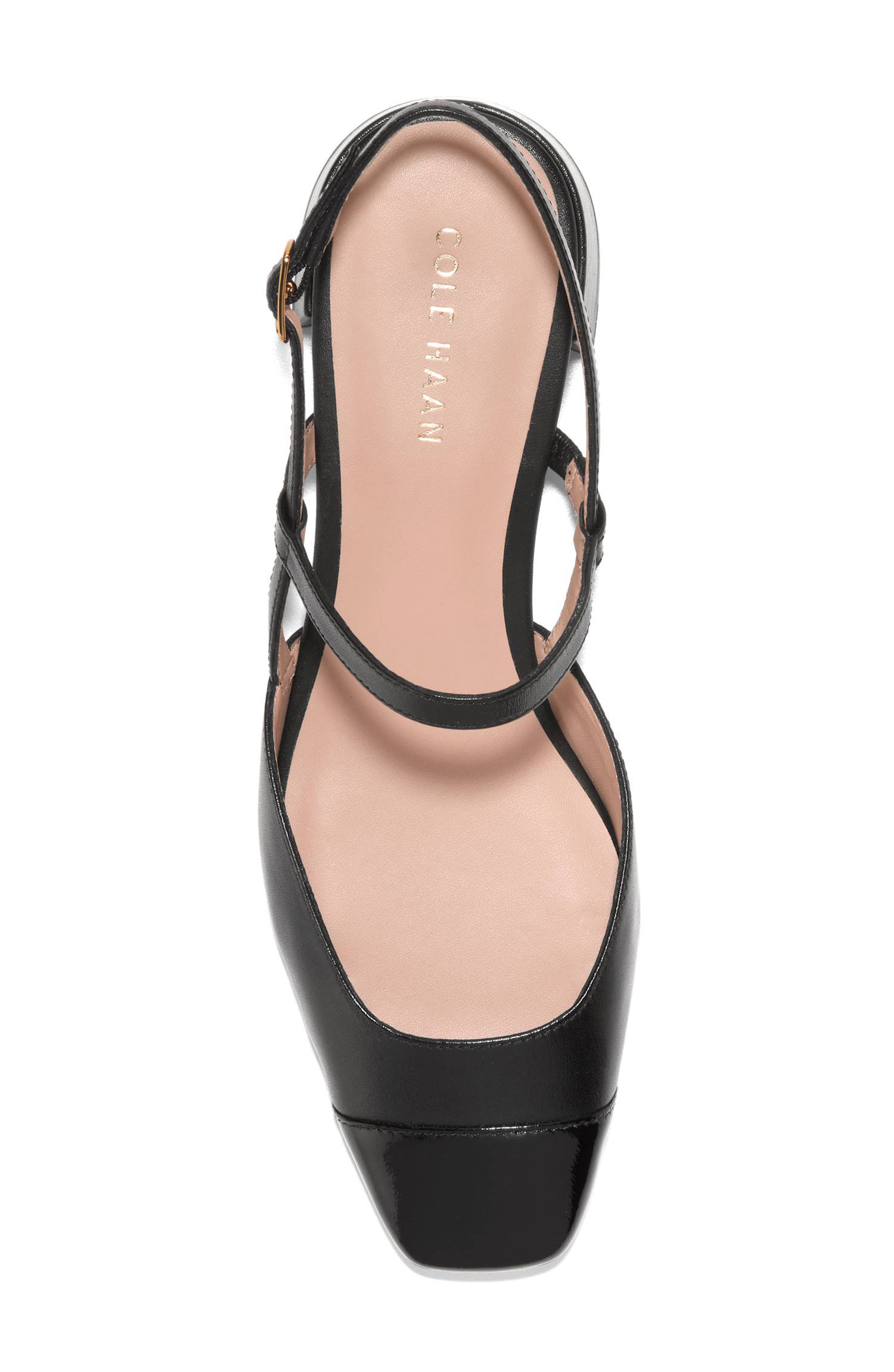 Cole Haan Pella Slingback Pump, Alternate, color, Black Leather/Black Patent