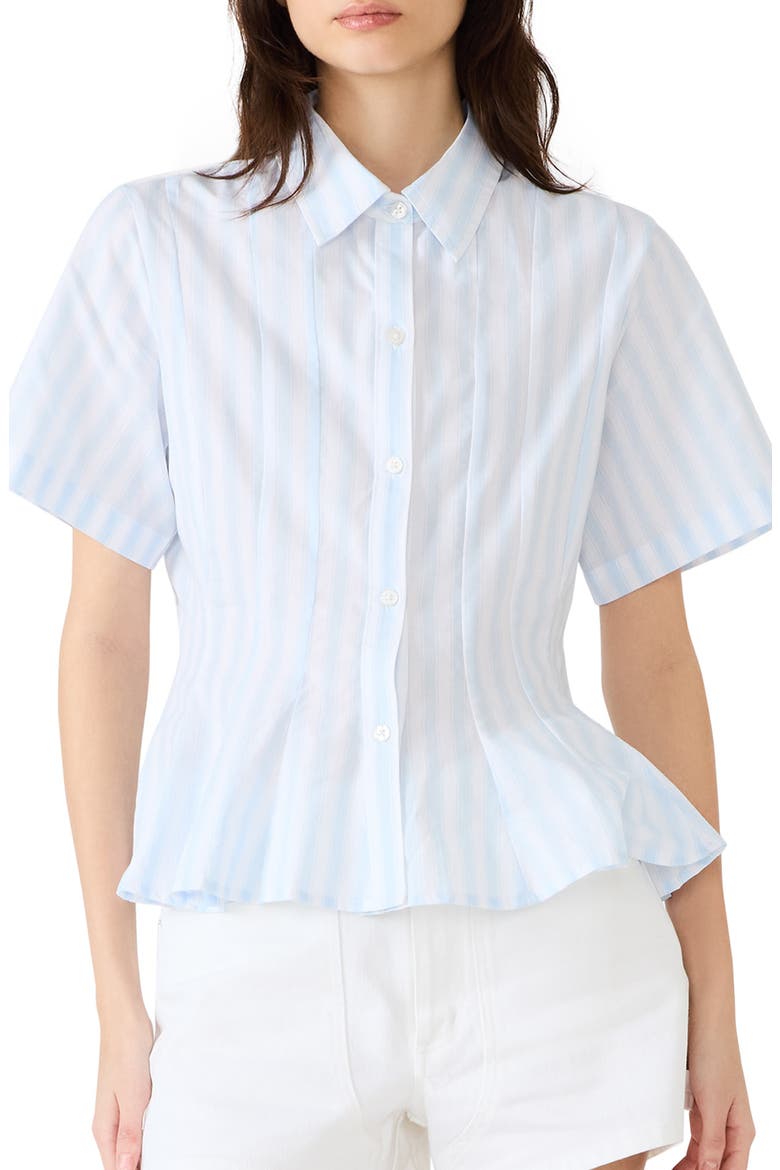 Porter Peplum Shirt, Main, color, BLUE MULTI STRIPE