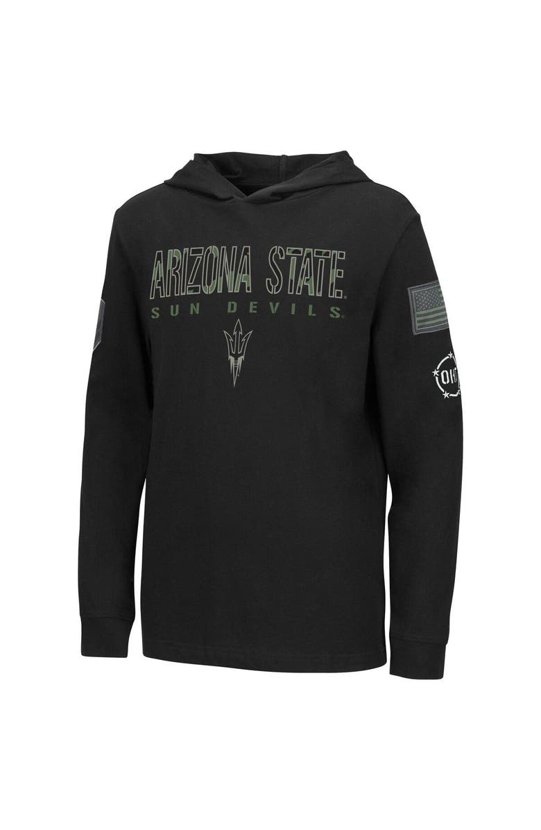 COLOSSEUM Youth Colosseum Black Arizona State Sun Devils OHT Military Appreciation Tango Long Sleeve Hoodie T-Shirt, Alternate, color, 