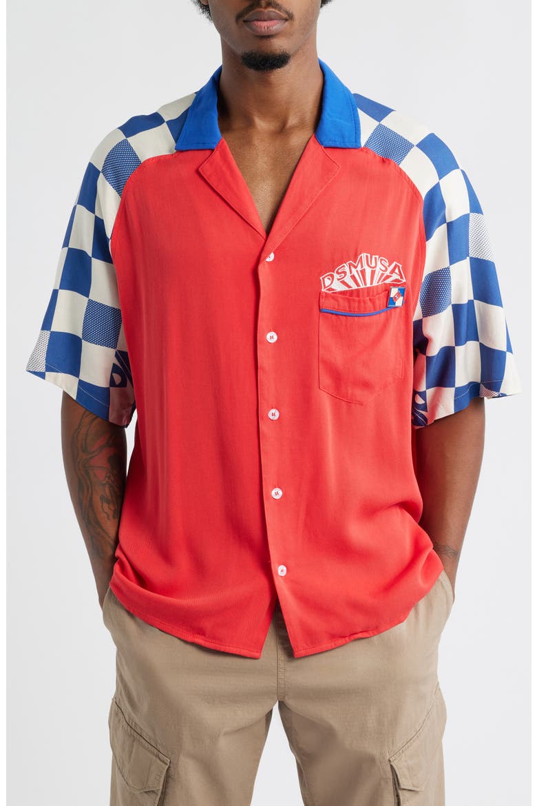 Pit Crew Camp Shirt (Nordstrom Exclusive), Main, color, RED/BLUE
