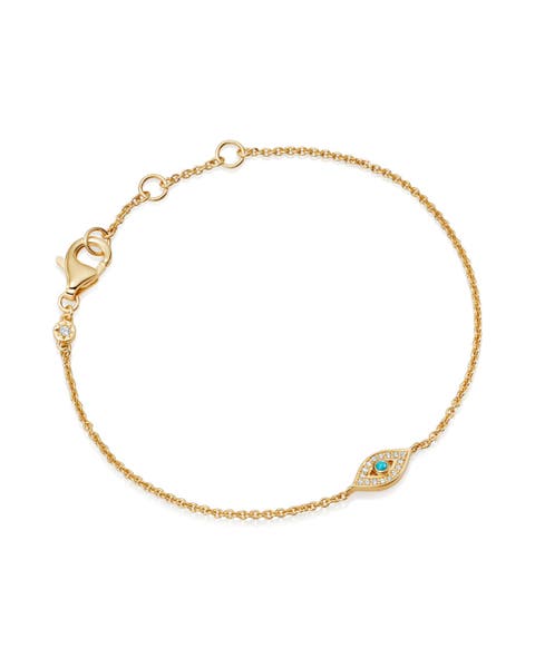 Gold Biography Evil Eye Chain Bracelet