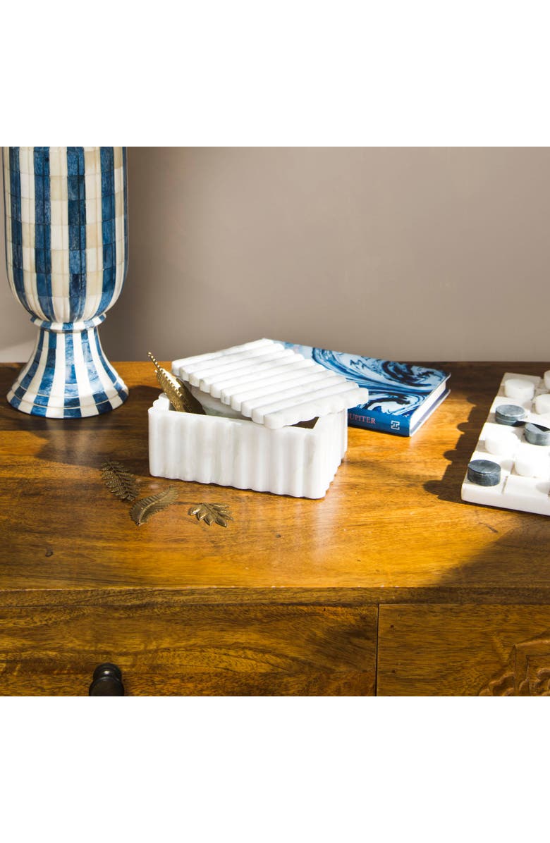 Mela Artisans Sculpted Marble Box, Alternate, color, White