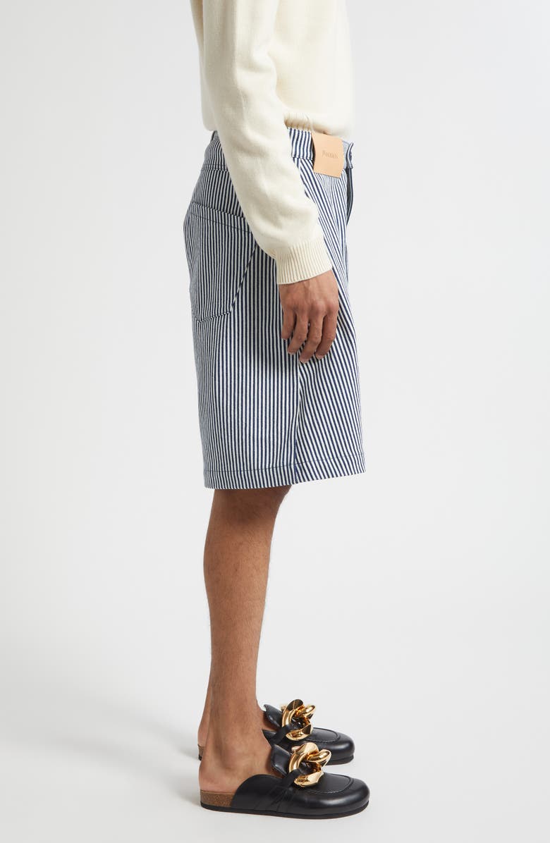 JW Anderson Twisted Workwear Stripe Shorts, Alternate, color, Off White/ Navy