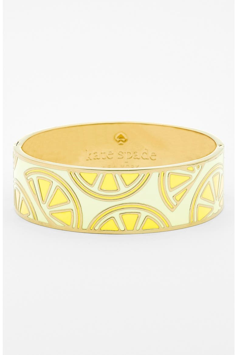 'idiom - life gives you lemons' hinged bangle, Main, color, LEMONS- YELLOW MULTI/ GOLD