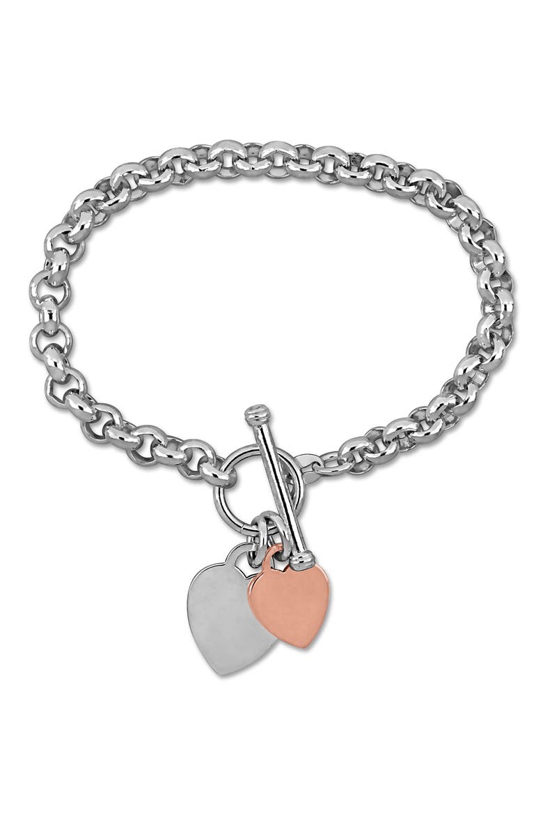 Double Heart Charm Link Bracelet, Main, color, MULTI-COLOR
