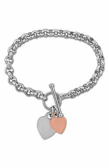 Double Heart Charm Link Bracelet