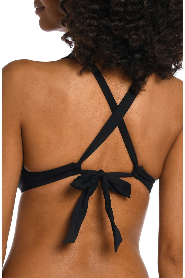 Keyhole Banded Bikini Top, Alternate, color, BLACK